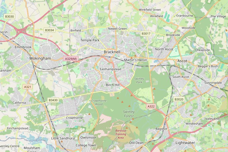 Map of Bracknell and the surrounding area